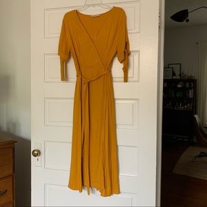Perfect Summer Mustard Wrap Dress